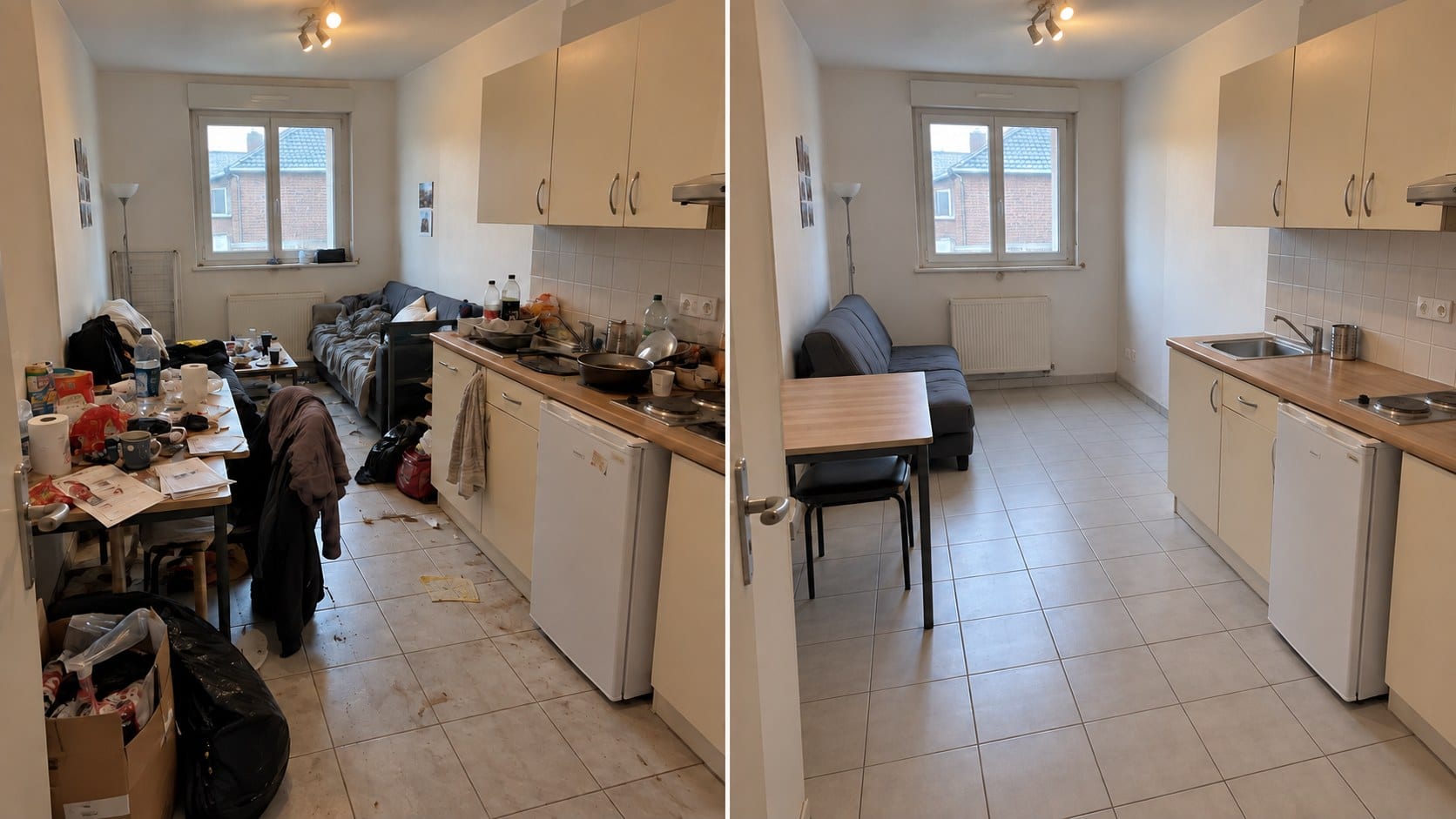 Avant et après un nettoyage et désencombrement à Lille